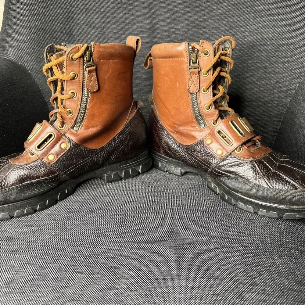 Polo Ralph Lauren Mens Boots Andres III Size 11D 90s Lace Up Buckle Vintage READ